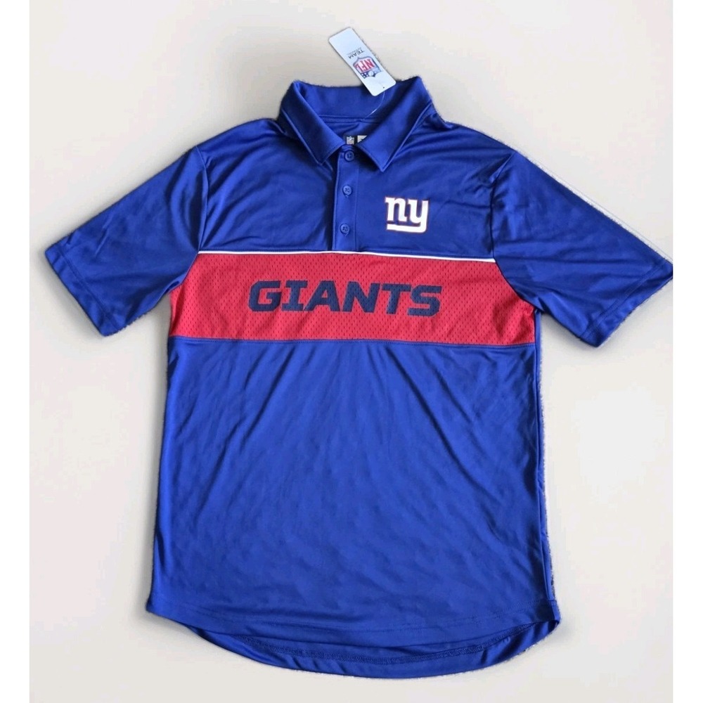New York Giants NFL Team Apparel Polo Golf‎ Shirt Blue Men's Medium